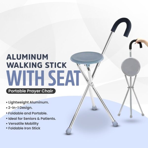FOLDABLE WALKING STICK WITH SEAT - Image 2