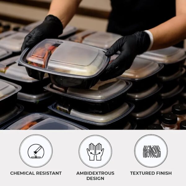 DISPOSABLE BLACK NITRILE GLOVES - Image 2