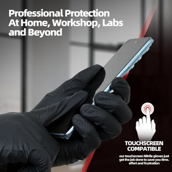 DIAMOND TEXTURED BLACK NITRILE GLOVES - Image 7