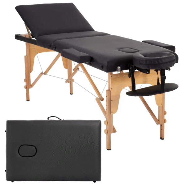 Foldable Massage Bed (Black Wooden) - Image 4