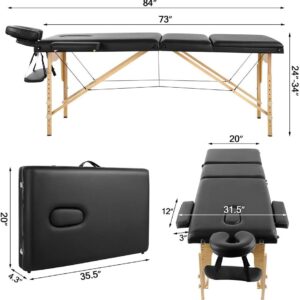 Foldable Massage Bed (Black Wooden)