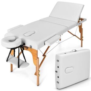 Foldable Massage Bed (White Wooden)